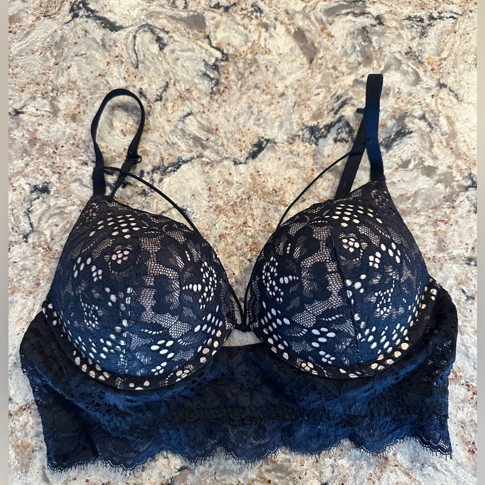 💋La Senza Hello Sugar double push up black/nude bra B32